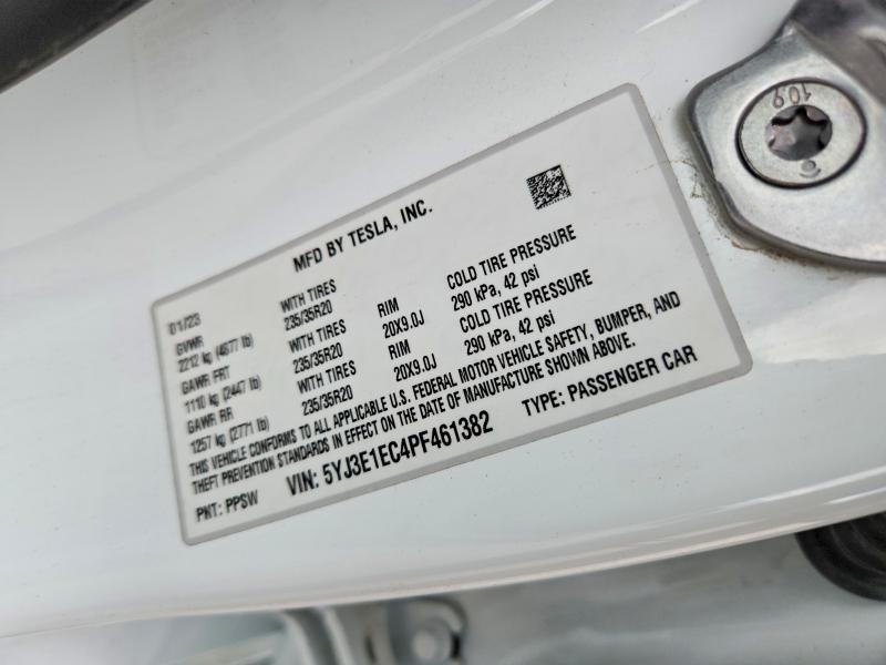 Aukcja sprzedaży 2023 Tesla Model 3, vin: 5YJ3E1EC4PF461382, numer aukcji: 62249106