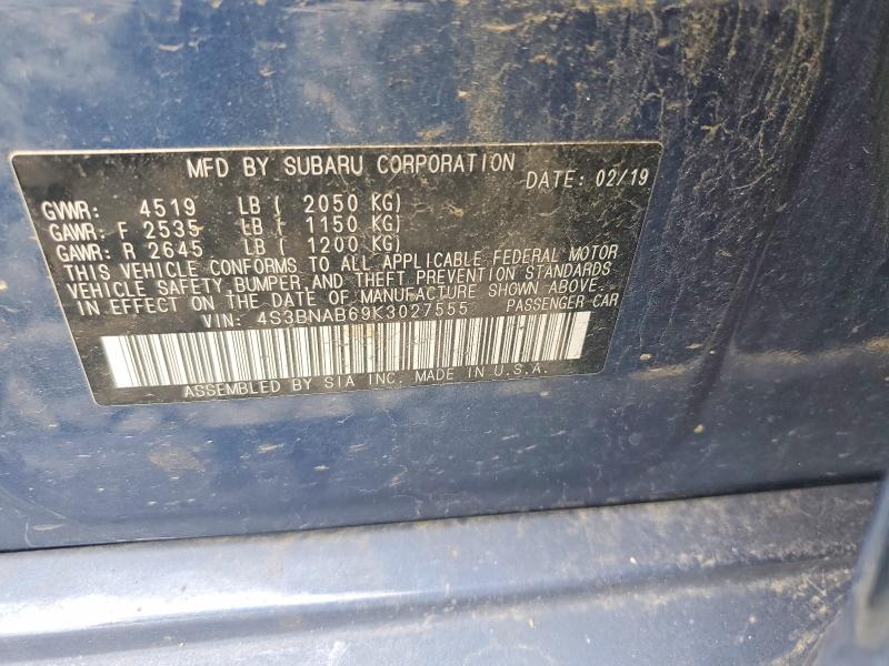Продаж на аукціоні авто 2019 Subaru Legacy, vin: 4S3BNAB69K3027555, номер лоту: 58161116