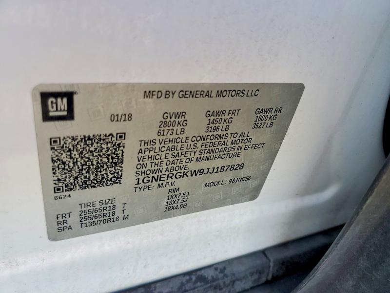 Aukcja sprzedaży 2018 Chevrolet Traverse, vin: 1GNERGKW9JJ187828, numer aukcji: 59337286