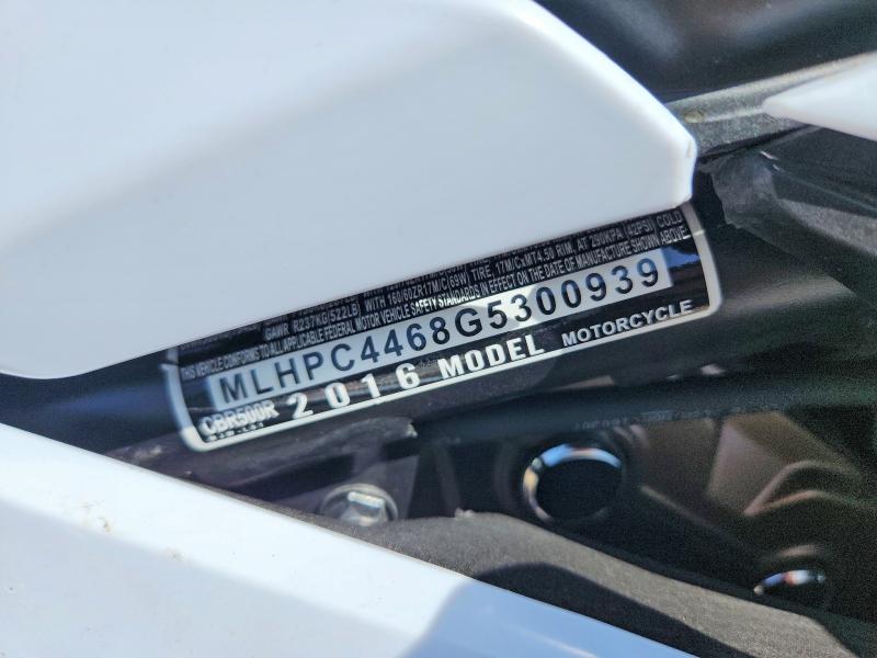 58999276 :رقم المزاد ، MLHPC4468G5300939 vin ، 2016 Honda Cbr500 مزاد بيع