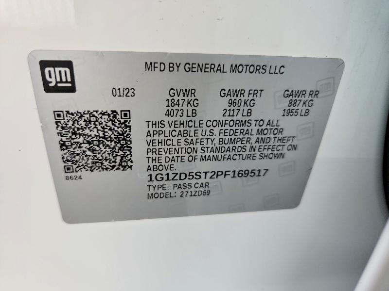 Продажа на аукционе авто 2023 Chevrolet Malibu, vin: 1G1ZD5ST2PF169517, номер лота: 57056246