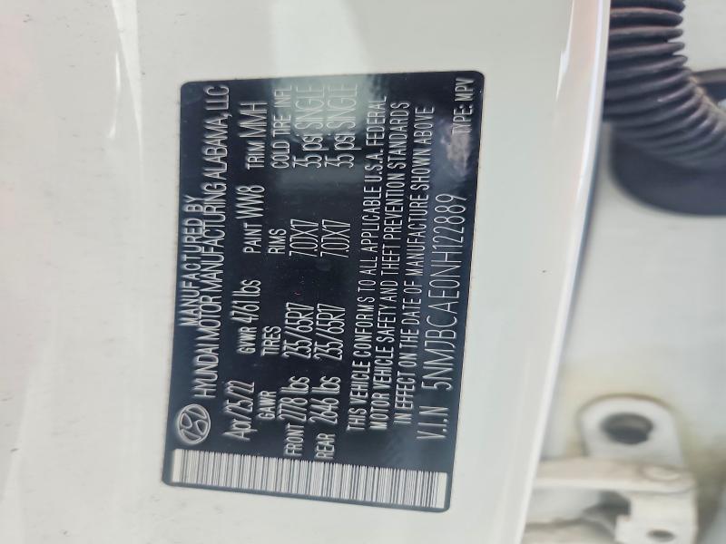 Продажа на аукционе авто 2022 Hyundai Tucson, vin: 5NMJBCAE0NH122889, номер лота: 62677086