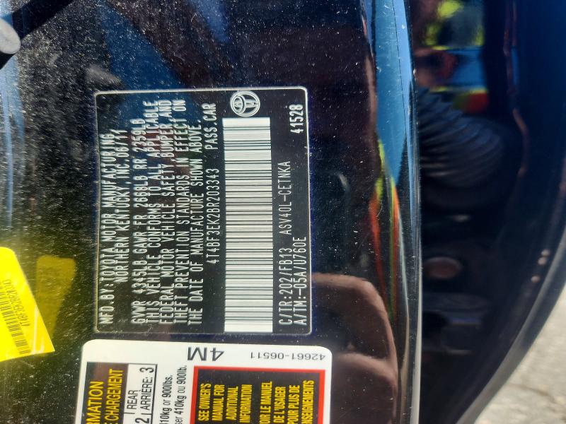 2011 Toyota Camry მანქანა იყიდება აუქციონზე, vin: 4T4BF3EK2BR203343, აუქციონის ნომერი: 59768986