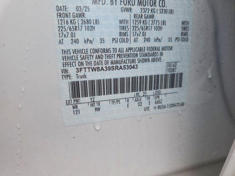 Продажа на аукционе авто 2025 Ford Maverick, vin: 3FTTW8A39SRA53043, номер лота: 60375756