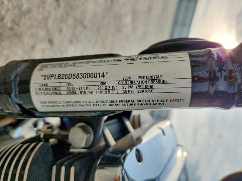 2008 Victory Motorcycles Vegas მანქანა იყიდება აუქციონზე, vin: 5VPLB26D583006014, აუქციონის ნომერი: 63007686