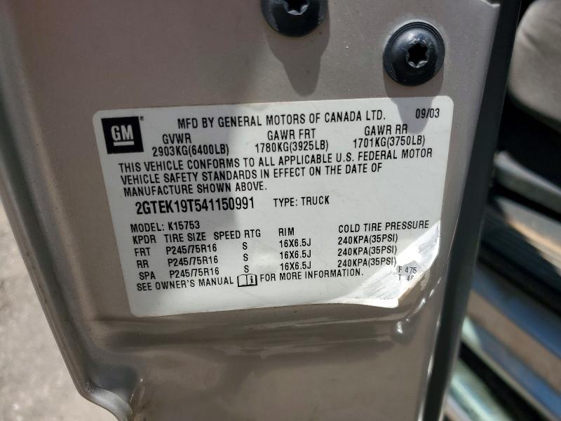 58711176 :رقم المزاد ، 2GTEK19T541150991 vin ، 2004 Gmc New Sierra مزاد بيع