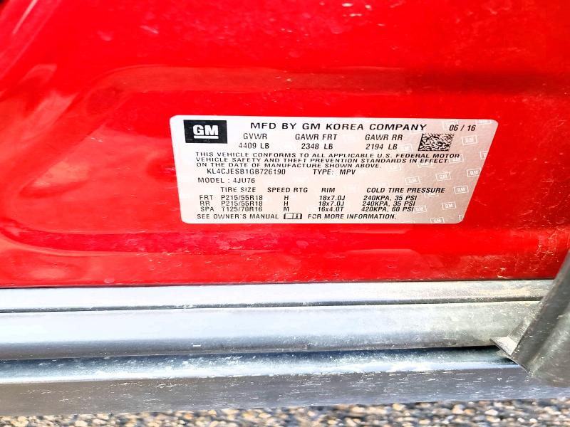 Aukcja sprzedaży 2016 Buick Encore, vin: KL4CJESB1GB726190, numer aukcji: 59401476