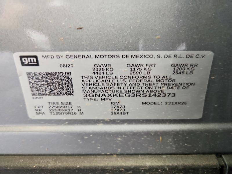 59698156 :رقم المزاد ، 3GNAXKEG3RS142373 vin ، 2024 Chevrolet Equinox مزاد بيع