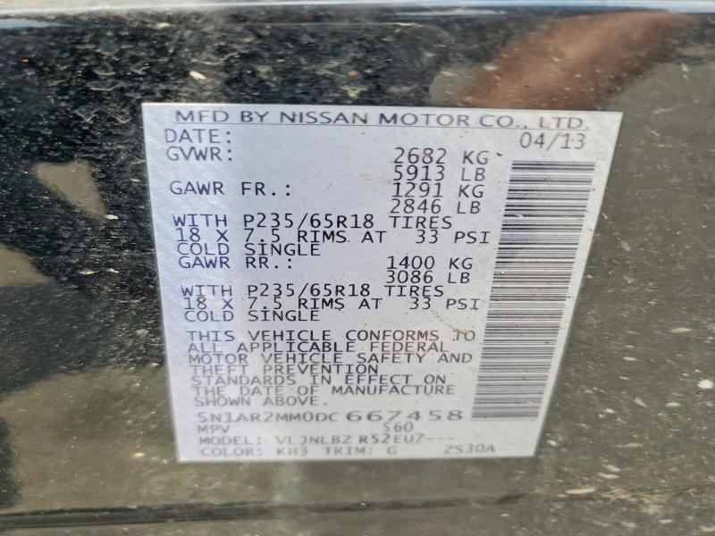 61916216 :رقم المزاد ، 5N1AR2MM0DC667458 vin ، 2013 Nissan Pathfinder مزاد بيع