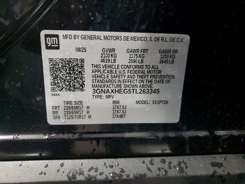 61986216 :رقم المزاد ، 3GNAXHEG5TL263345 vin ، 2026 Chevrolet Equinox مزاد بيع