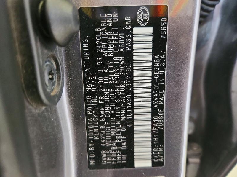 Aukcja sprzedaży 2020 Toyota Camry, vin: 4T1C11AK0LU972190, numer aukcji: 62990056