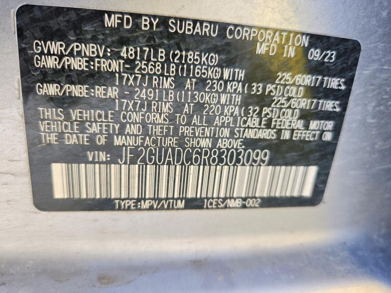 Aukcja sprzedaży 2024 Subaru Crosstrek, vin: JF2GUADC6R8303099, numer aukcji: 61406666