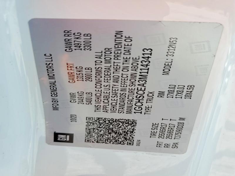 59807306 :رقم المزاد ، 1GCHSCEA3M1143413 vin ، 2021 Chevrolet Colorado مزاد بيع