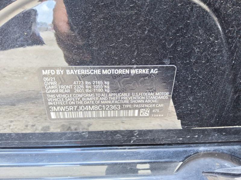 59140796 :رقم المزاد ، 3MW5R7J04M8C12363 vin ، 2021 Bmw 330xi مزاد بيع