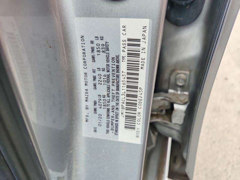 Продажа на аукционе авто 2020 Mazda 3, vin: JM1BPACL3L1165457, номер лота: 85962305