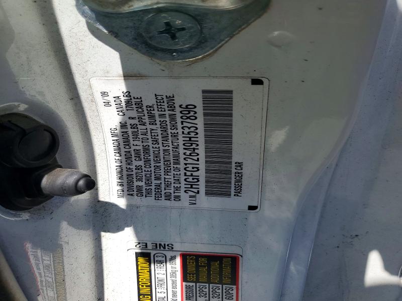 Aukcja sprzedaży 2009 Honda Civic, vin: 2HGFG12649H537896, numer aukcji: 63128826