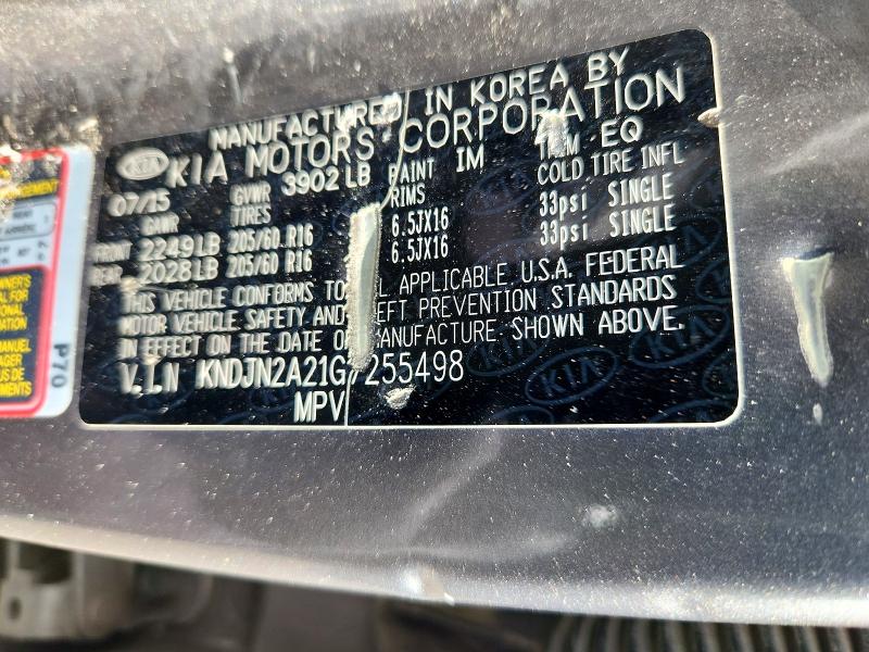 Auction sale of the 2016 Kia Soul, vin: KNDJN2A21G7255498, lot number: 62880666