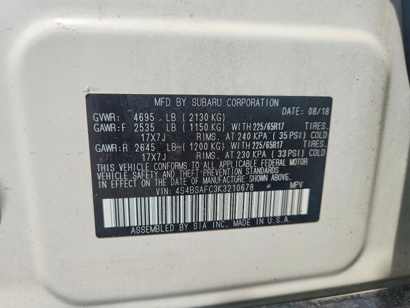 Aukcja sprzedaży 2019 Subaru Outback, vin: 4S4BSAFC3K3210678, numer aukcji: 61164536