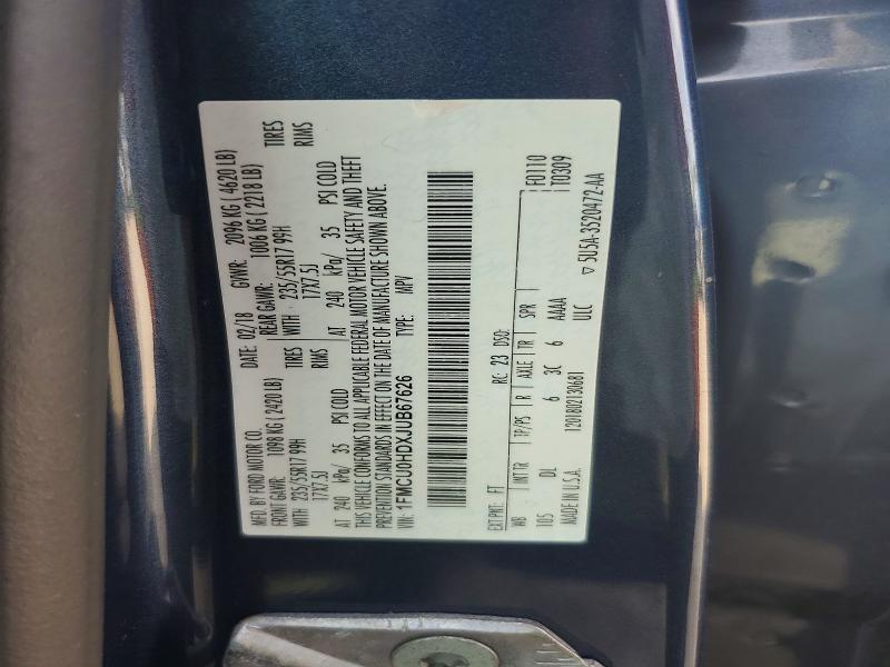 Продажа на аукционе авто 2018 Ford Escape, vin: 1FMCU0HDXJUB67626, номер лота: 62892056