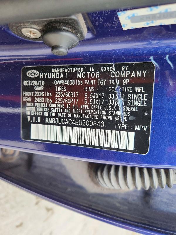 62958416 :رقم المزاد ، KM8JUCAC4BU200843 vin ، 2011 Hyundai Tucson مزاد بيع