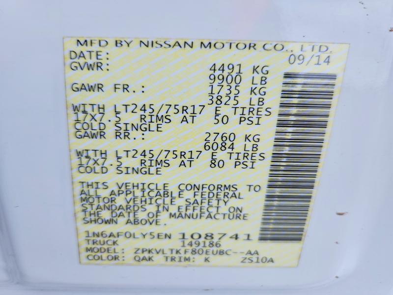 Aukcja sprzedaży 2014 Nissan Nv, vin: 1N6AF0LY5EN108741, numer aukcji: 60864416