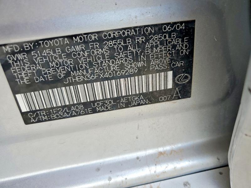 2004 Lexus Ls მანქანა იყიდება აუქციონზე, vin: JTHBN36FX40169289, აუქციონის ნომერი: 61316716