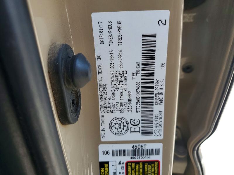 Продажа на аукционе авто 2017 Toyota Tacoma, vin: 5TFCZ5AN3HX074686, номер лота: 59974246