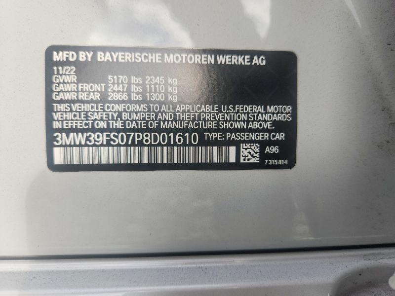 Продажа на аукционе авто 2023 Bmw 330xe, vin: 3MW39FS07P8D01610, номер лота: 60877396