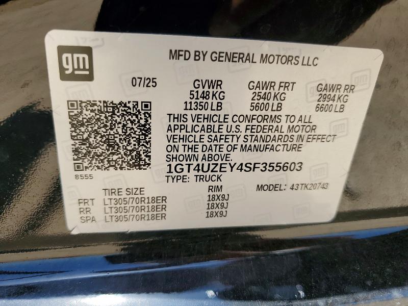 Aukcja sprzedaży 2025 Gmc Sierra, vin: 1GT4UZEY4SF355603, numer aukcji: 61945686