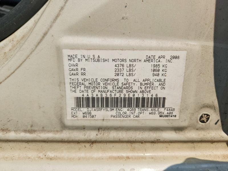 2009 Mitsubishi Galant მანქანა იყიდება აუქციონზე, vin: 4A3AB36F29E013146, აუქციონის ნომერი: 62501746