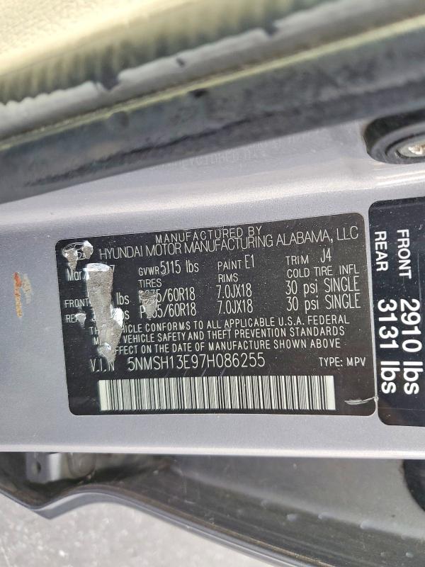 63548456 :رقم المزاد ، 5NMSH13E97H086255 vin ، 2007 Hyundai Santa Fe مزاد بيع