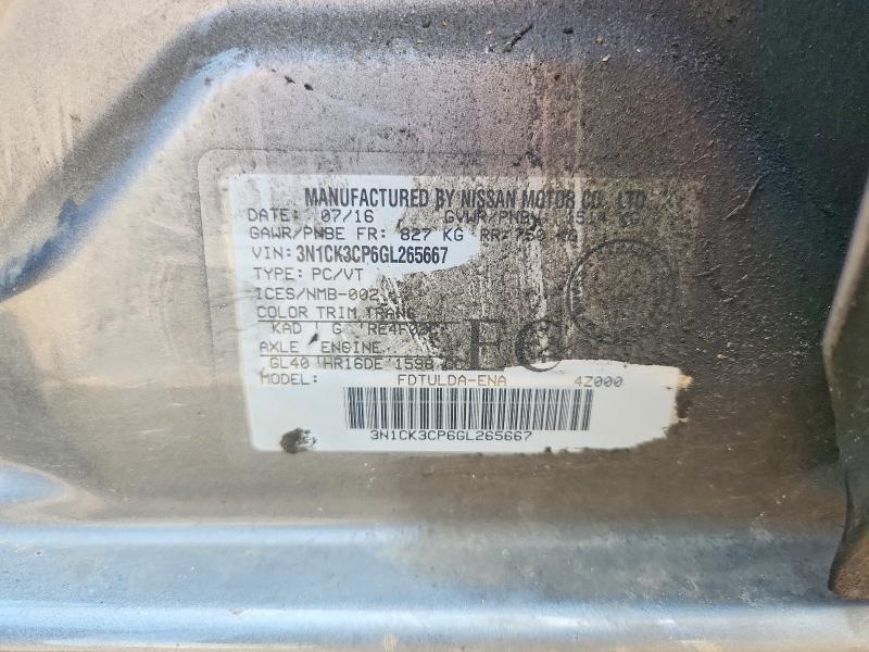 Aukcja sprzedaży 2016 Nissan Micra, vin: 3N1CK3CP6GL265667, numer aukcji: 59344286