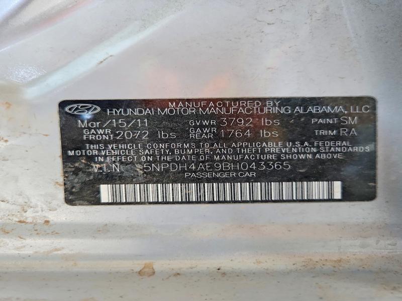 Продаж на аукціоні авто 2011 Hyundai Elantra, vin: 5NPDH4AE9BH043365, номер лоту: 61191256
