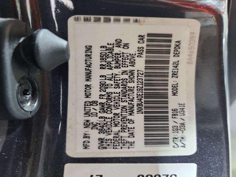 Aukcja sprzedaży 2009 Toyota Corolla, vin: 1NXBU40E19Z123727, numer aukcji: 59234356