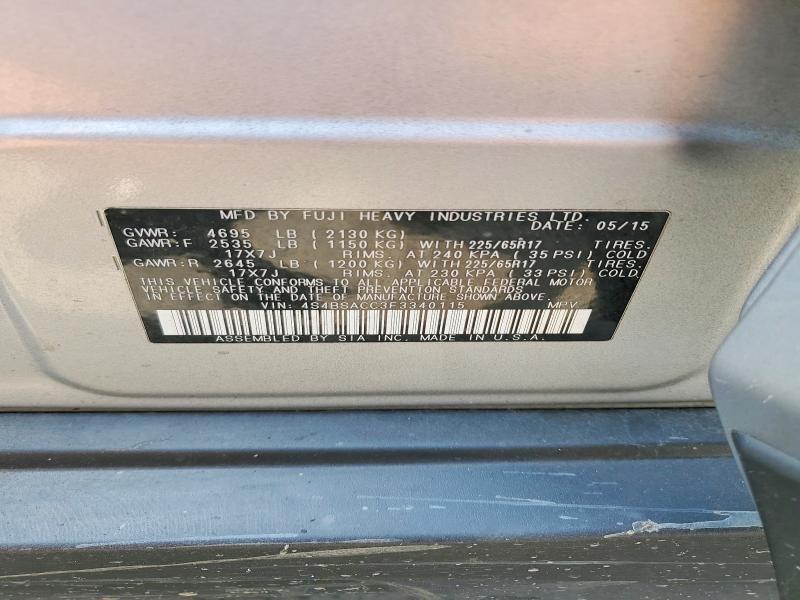 2015 Subaru Outback მანქანა იყიდება აუქციონზე, vin: 4S4BSACC3F3340115, აუქციონის ნომერი: 62518556