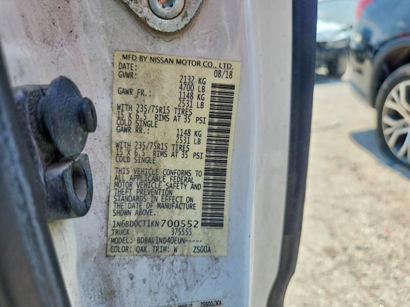 61944946 :رقم المزاد ، 1N6BD0CT1KN700552 vin ، 2019 Nissan Frontier مزاد بيع