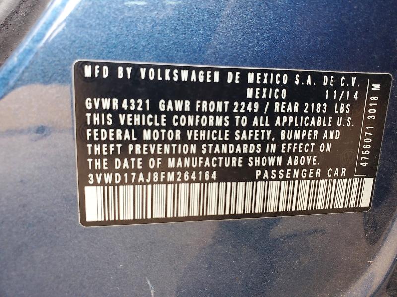 Aukcja sprzedaży 2015 Volkswagen Jetta, vin: 3VWD17AJ8FM264164, numer aukcji: 61291776