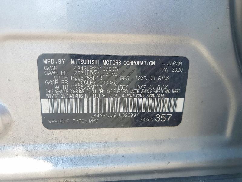 63159566 :رقم المزاد ، JA4AP4AU9LU022997 vin ، 2020 Mitsubishi Outlander Sport مزاد بيع