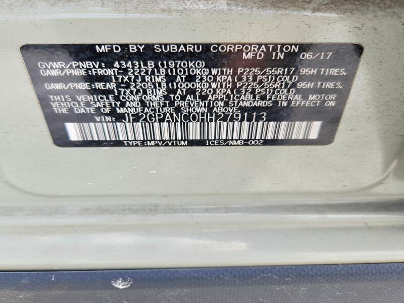 Aukcja sprzedaży 2017 Subaru Crosstrek, vin: JF2GPANC0HH279113, numer aukcji: 61896496
