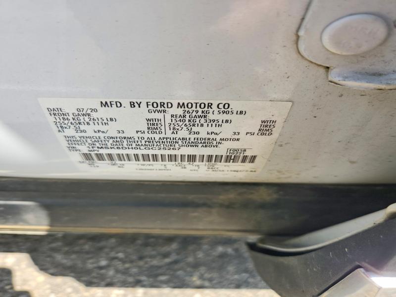 Продаж на аукціоні авто 2020 Ford Explorer, vin: 1FMSK8DH0LGC25267, номер лоту: 62280056