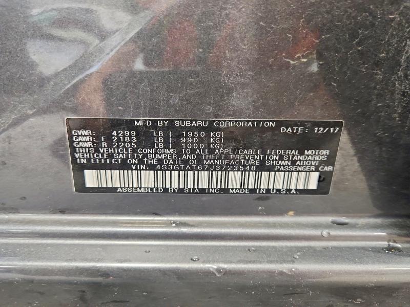 2018 Subaru Impreza მანქანა იყიდება აუქციონზე, vin: 4S3GTAT67J3723548, აუქციონის ნომერი: 63578406