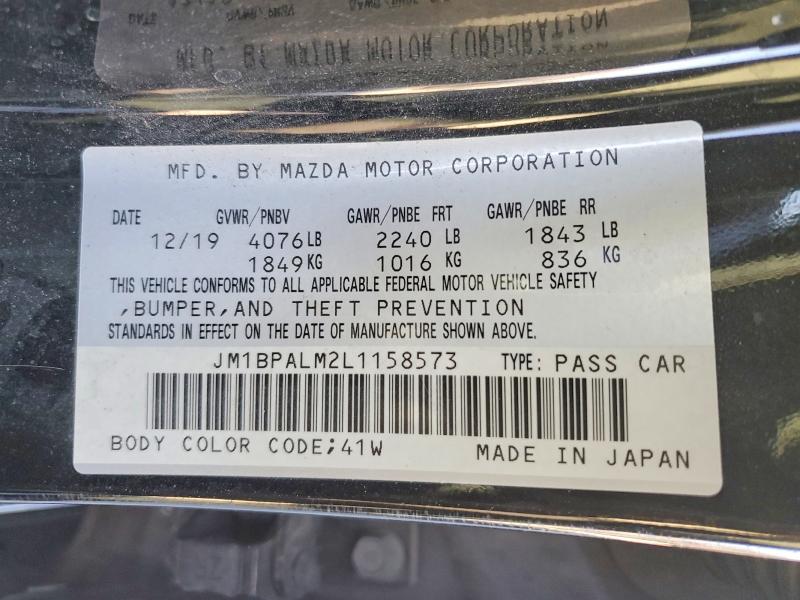 62802636 :رقم المزاد ، JM1BPALM2L1158573 vin ، 2020 Mazda 3 مزاد بيع
