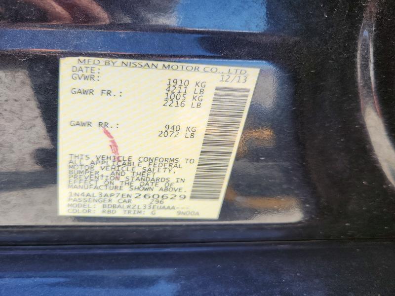 Aukcja sprzedaży 2014 Nissan Altima, vin: 1N4AL3AP7EN260629, numer aukcji: 59902586