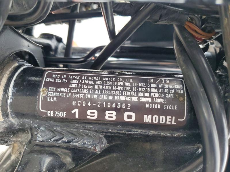 Aukcja sprzedaży 1980 Honda Cb750 F, vin: RC042104362, numer aukcji: 61532116