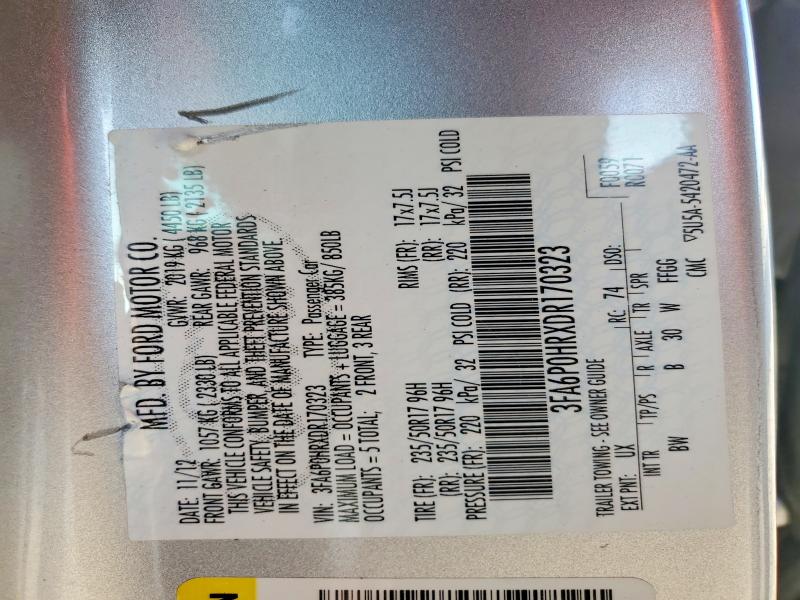 Продаж на аукціоні авто 2013 Ford Fusion, vin: 3FA6P0HRXDR170323, номер лоту: 60596436