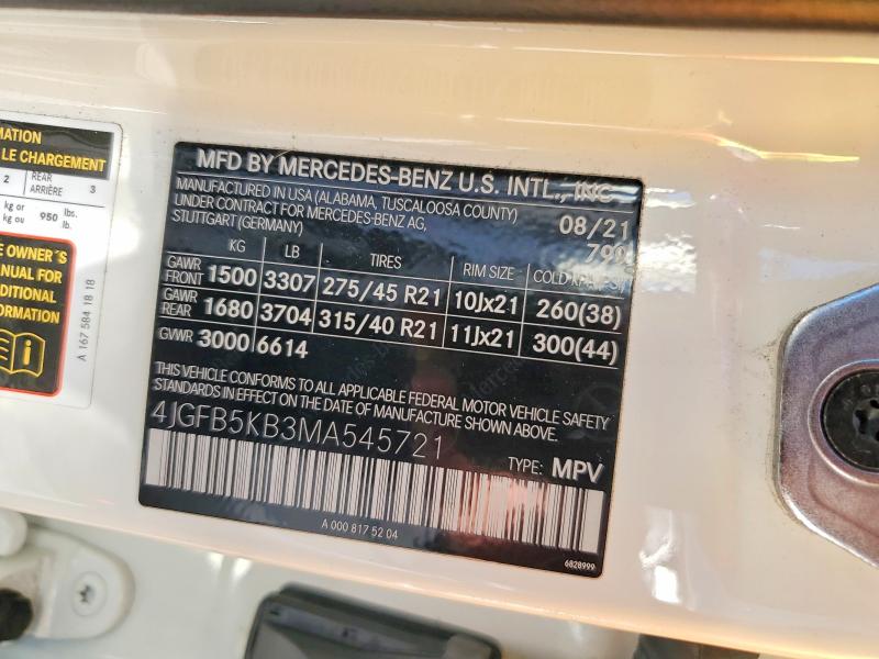 62806686 :رقم المزاد ، 4JGFB5KB3MA545721 vin ، 2021 Mercedes-benz Gle مزاد بيع