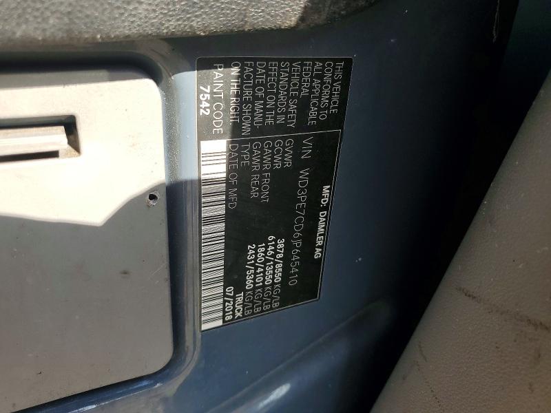 Aukcja sprzedaży 2018 Mercedes-benz Sprinter, vin: WD3PE7CD6JP645410, numer aukcji: 58817696