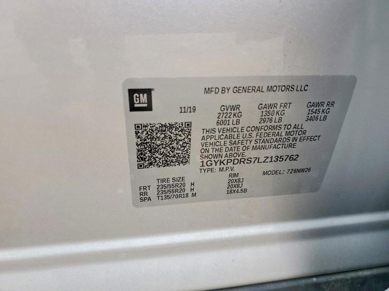 62831776 :رقم المزاد ، 1GYKPDRS7LZ135762 vin ، 2020 Cadillac Xt6 مزاد بيع
