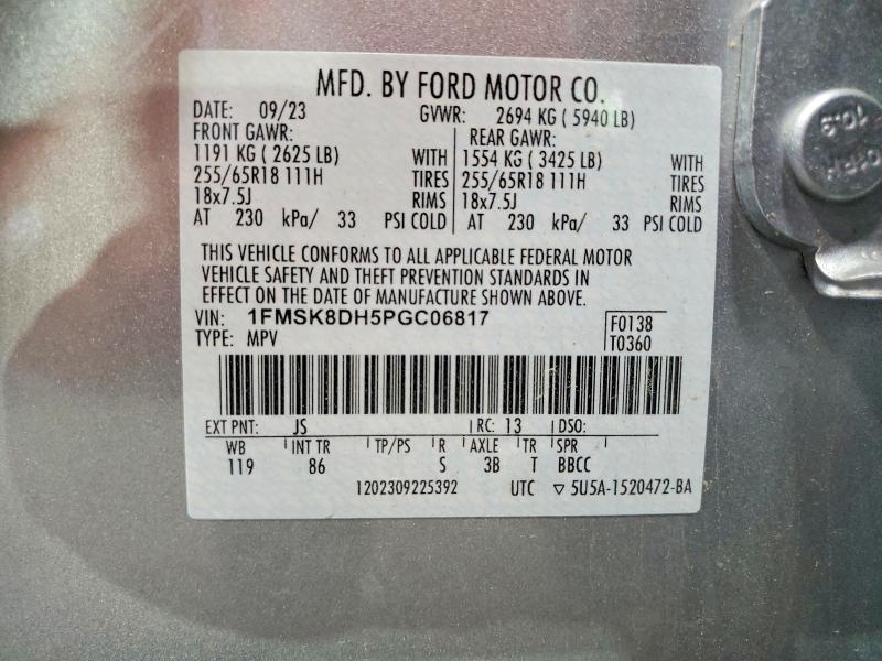 2023 Ford Explorer მანქანა იყიდება აუქციონზე, vin: 1FMSK8DH5PGC06817, აუქციონის ნომერი: 61248886