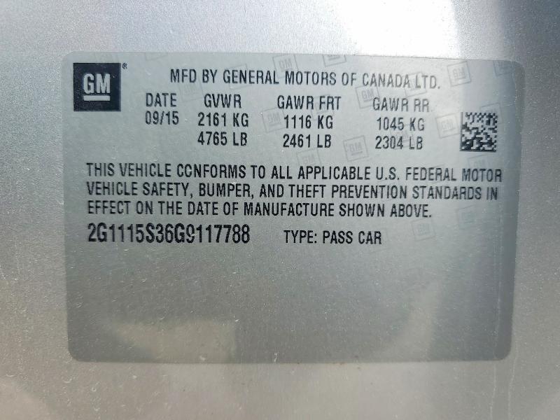 Aukcja sprzedaży 2016 Chevrolet Impala, vin: 2G1115S36G9117788, numer aukcji: 60794406